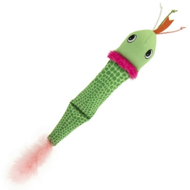 SmartyKat Crinkle Creeper Crinkle Plush Kicker Cat Toy with Catnip Filled Tail, Green