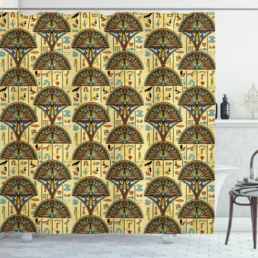 Ambesonne Egyptian Shower Curtain, Folkloric Ornaments, 69"Wx70"L, Multicolor