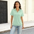 thumbnail image 4 of Womens Summer Polo Shirts Short Sleeve Collared V Neck Golf Shirts Solid Banded Bottom Tops Casual Loose Fit Athletic Collar Blouses For Women, 4 of 4