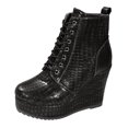 thumbnail image 1 of NECHOLOGY Botas Mujer Adulto Femenino Zapatos Botines mujer Botas de suela gruesa con tacón de cuña y cordones de piedra sólida versátiles para mujer (Black, 7.5), 1 of 6