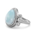 thumbnail image 2 of 925 Sterling Silver 11.2mm X 15mm Pear Shape Larimar Ring Small Bead Around Stone Size 10 Ring for Women, 2 of 2