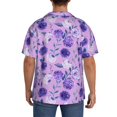 thumbnail image 5 of Disketp Men's Hawaiian Violet Print Shirts Button Down Holiday Beach Shirts-X-Large, 5 of 7