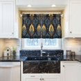 thumbnail image 5 of Yayeee Kitchen Curtains Light Filtering 27"x36" Rod Pocket Short Cafe Window Panel, Navy Blue Art Pattern, 5 of 7