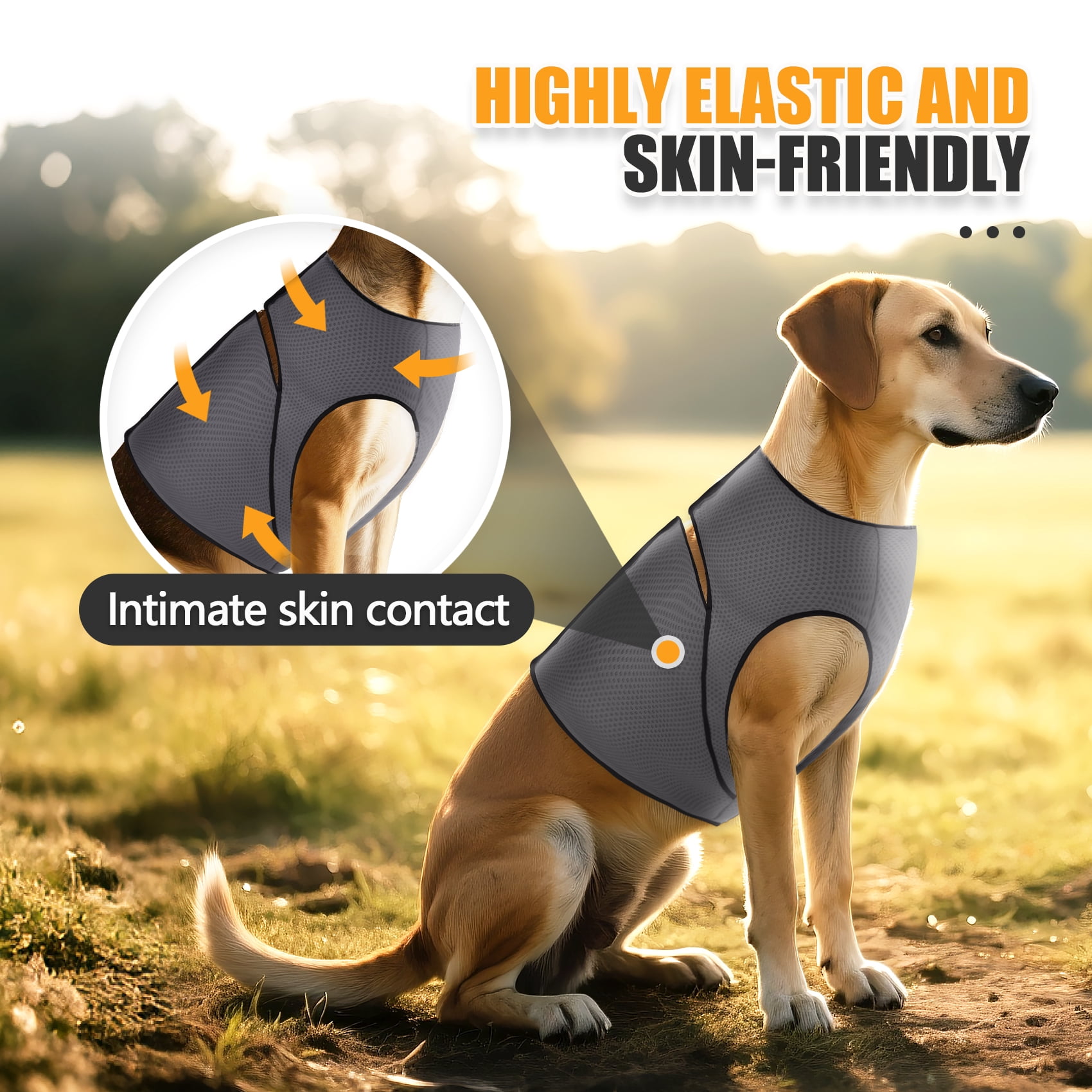 Amztom Dog Anxiety Vest – Calming Jacket for Thunder, Fireworks & Vet Visits,  Adjustable Fit for Small to Large Dogs (Gray, M)