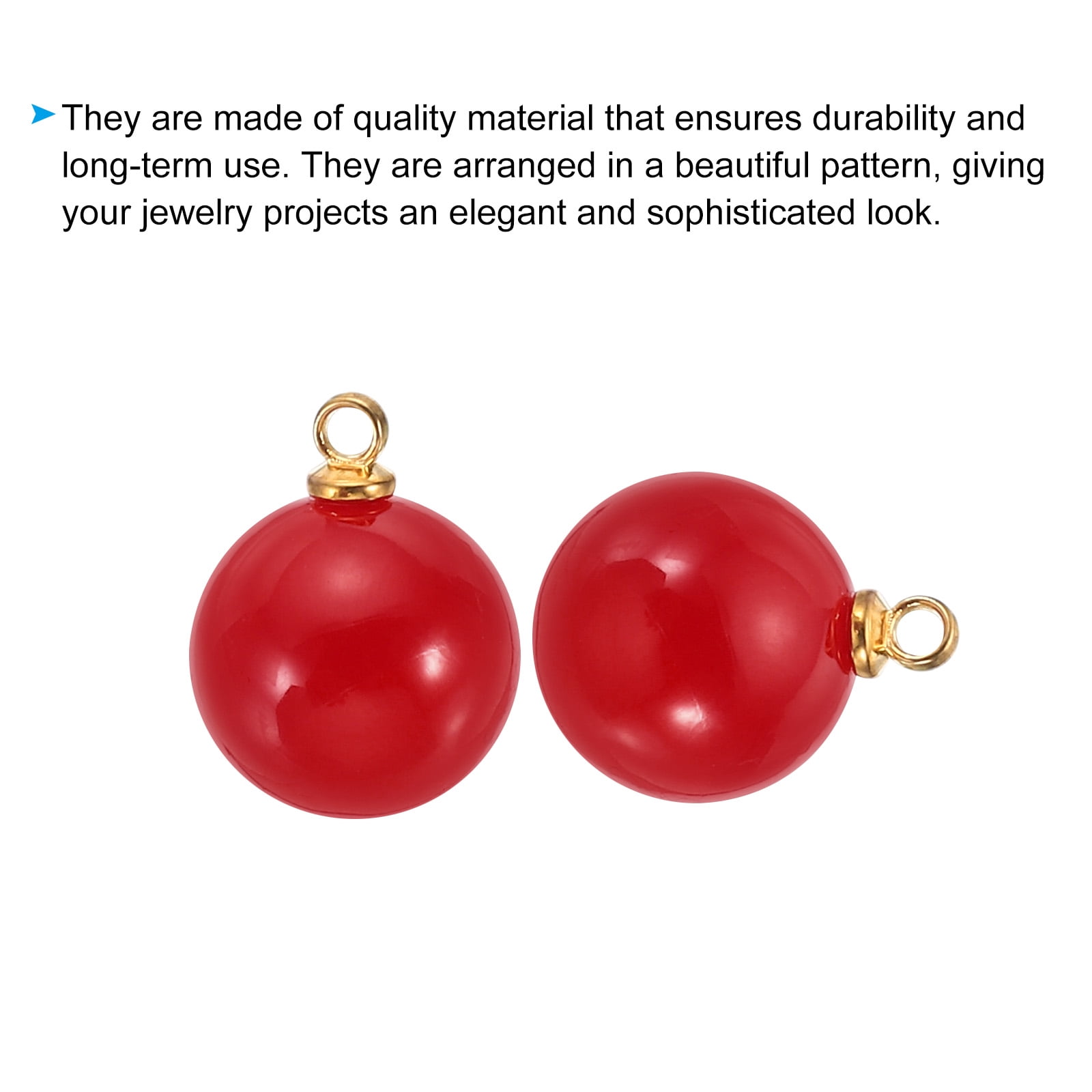 14mm Faux Pearl Charm Pendants Drops, 100pcs Pearl Beads for Jewelry Making Bracelets Earrings Necklace, Golden Red