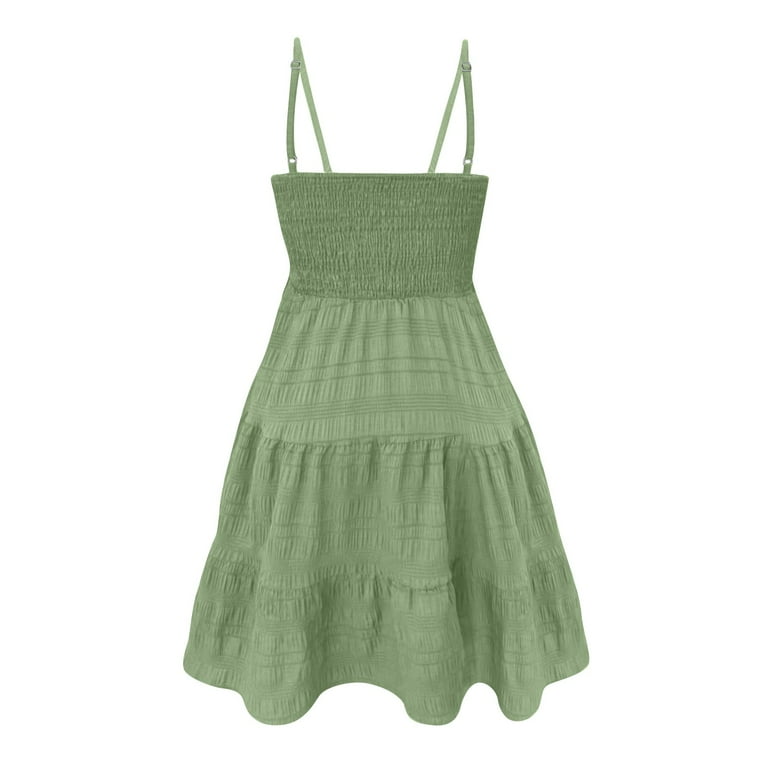 JULMCOMO Spring Dresses for Women Summer Casual Short Skirt Backless Swing  Sleeveless Square Neck Short Dress Mint Green XL - Walmart.com