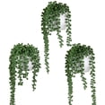 thumbnail image 3 of MyGift 3 Piece Wall-Hanging White Ceramic Planters with Artificial String of Pearls, 3 of 5