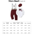 thumbnail image 6 of ZOEREA Baby Boy Outfits Suits Infant Formal Dress Clothes Gentleman Wedding Print Shirt+Beret Hat+Suspender Pants+Bowtie, 6 of 6