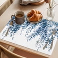 thumbnail image 3 of Blue Eucalyptus Placemats Set of 4 Botanical Leaves Pastoral Plants Place Mats Indoor Wipeable Table Mats Washable Cloth Dining Table Placemats for Kitchen Holiday Party Home Decor 13x19 Inch, 3 of 9