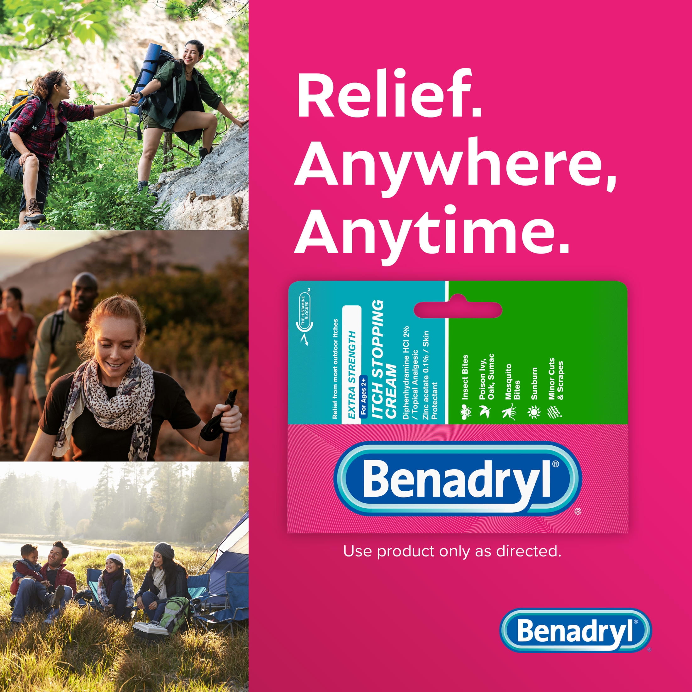 (3 pack) Benadryl Extra Strength Itch Relief Cream, Topical Analgesic, 1 oz