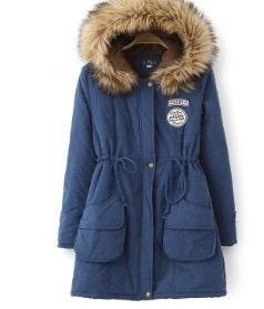 Women Winter Warm Fur Collar Hooded Long Coat Jacket Slim Parka Outwear Coats