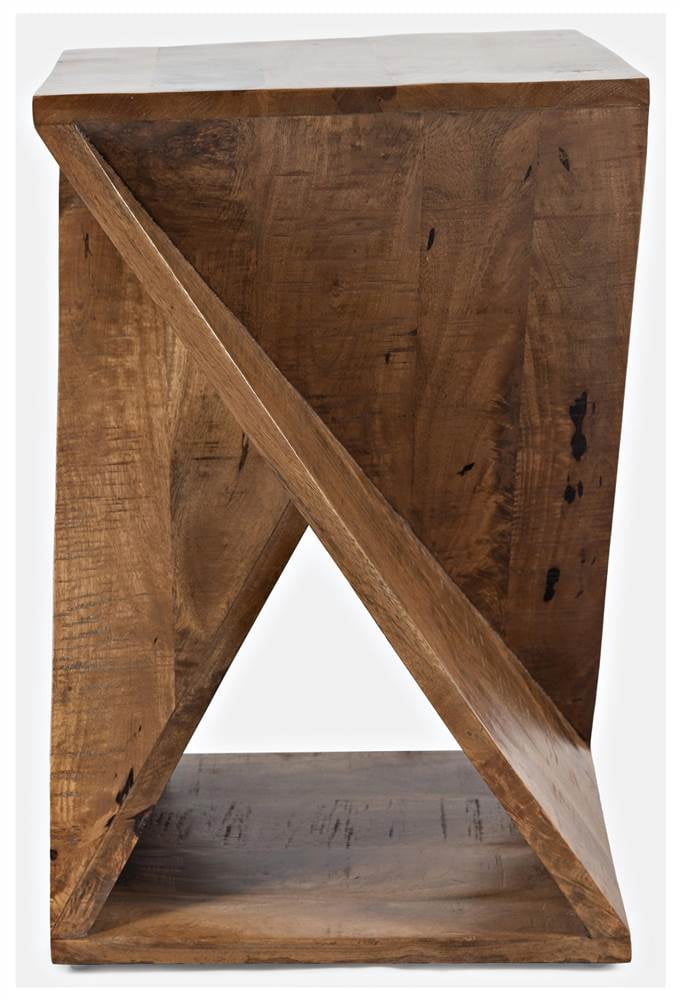 Jofran Global Archive Jasper Solid Wood Rustic Modern Angled Accent End Table
