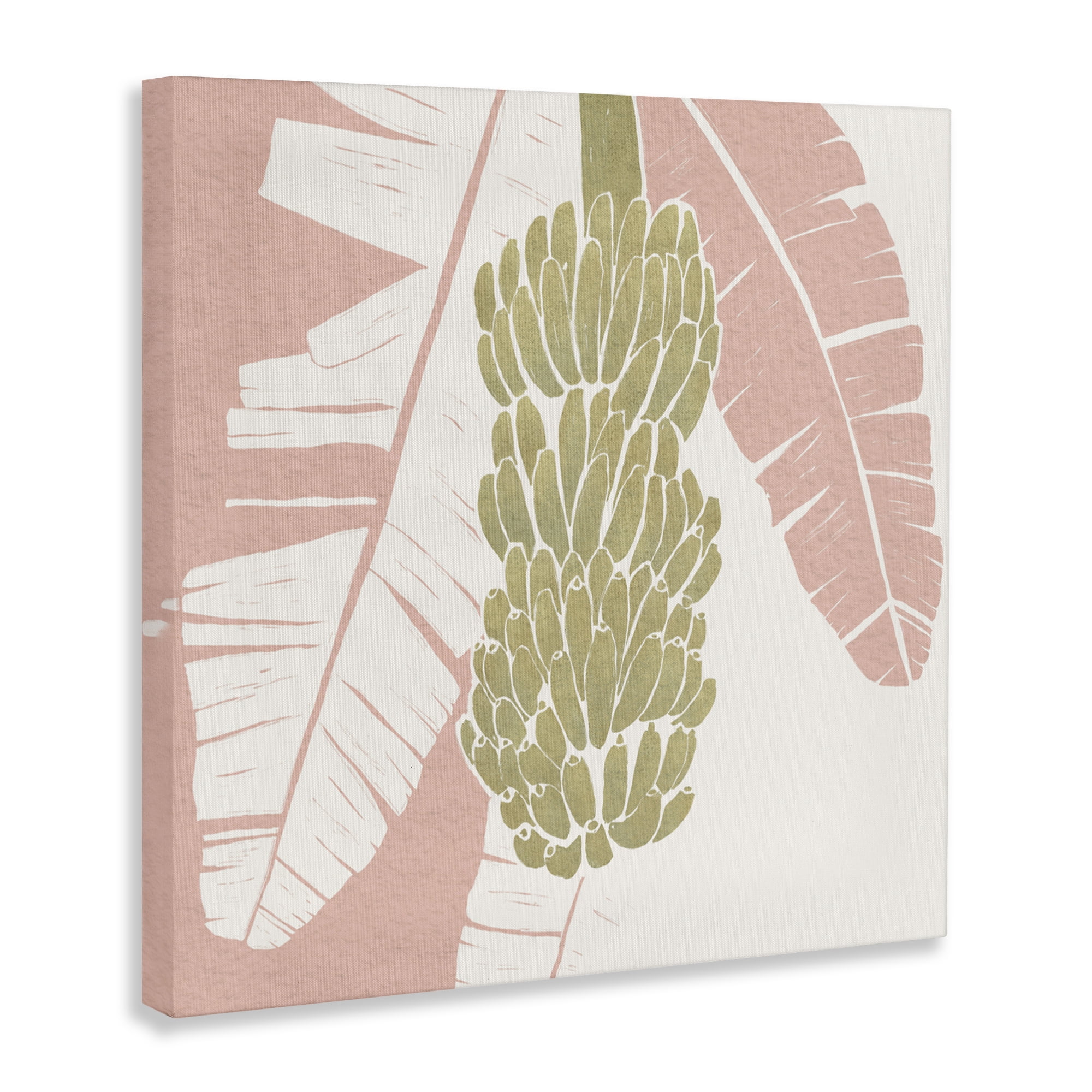 Stupell Industries Banana Bunch Amid Pink Leaves Canvas Wall Art, design by Yuyu Pont
