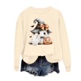 thumbnail image 3 of HomeDM Halloween Long Sleeve Sweatshirts Pumpkin Graphic Pullover Tops Crew Neck Cute Ghost, 3 of 6