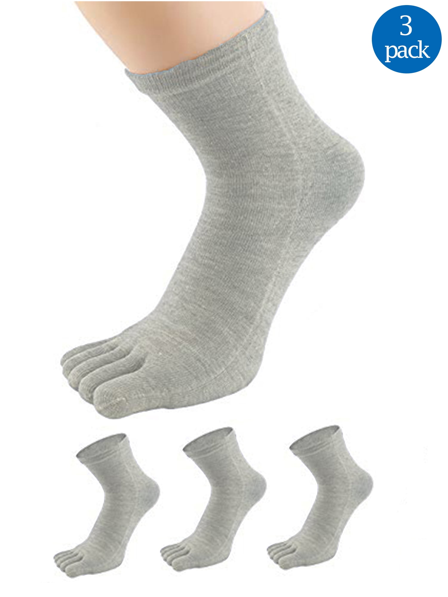 4 Pairs Mens Five Finger Toe Socks Combed Cotton Casual Dress Solid Soft Sports 