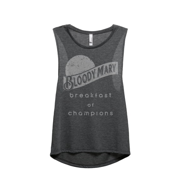 Bloody Mary Breakfast Of Champions Women's Fashion Sleeveless Muscle Tank Top Tee Charcoal Grey 2X-L