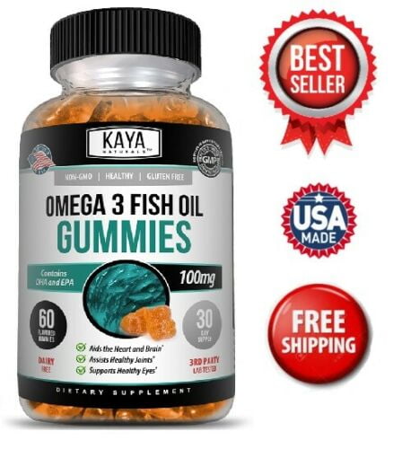 Kaya Naturals Omega 3 Fish Oil Gummies Supplement , Aids Healthy Joint Function & Heart Wellness