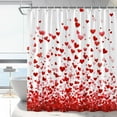 thumbnail image 2 of Valentine''s Day Love Shower Curtain Red Heart Polka Dot Modern Fashion Romantic Art Bathroom Decor Polyester Fabric with Hooks, 2 of 6