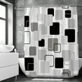 thumbnail image 3 of Black and White Geometric Pattern Shower Curtain Bathroom Waterproof Polyester Fabric Bath Screen Curtain r for Bathtub, 3 of 7