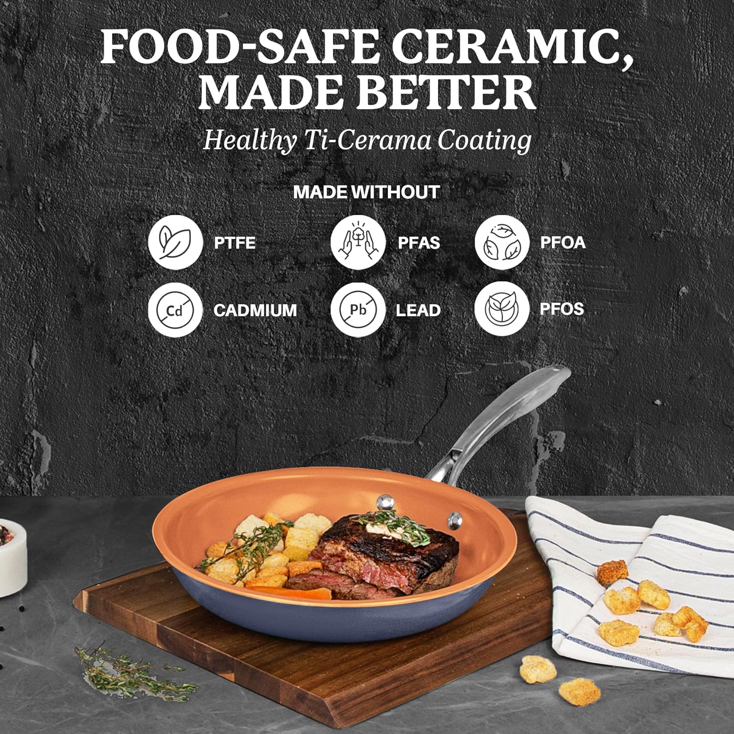 Gotham Steel 15 Pc Ceramic Pots and Pans Set Non Stick, Copper Cookeware Set with Utensils, Pot and Pan Set Nonstick, Induction Compatible with Stay Cool Handles, Copper