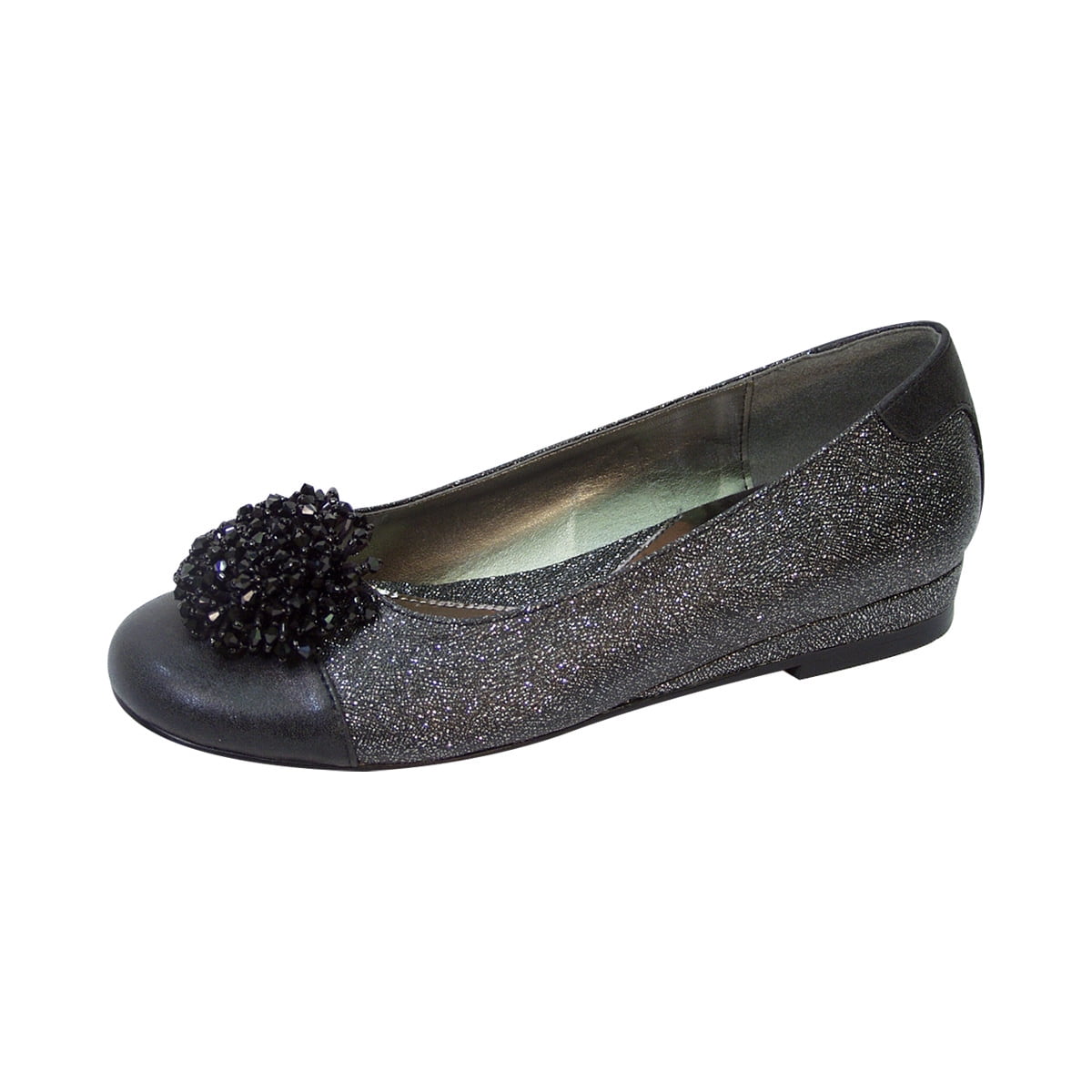 FUZZY Andie Women Extra Wide Width Metallic Slip On Flats BLACK 6.5 ...