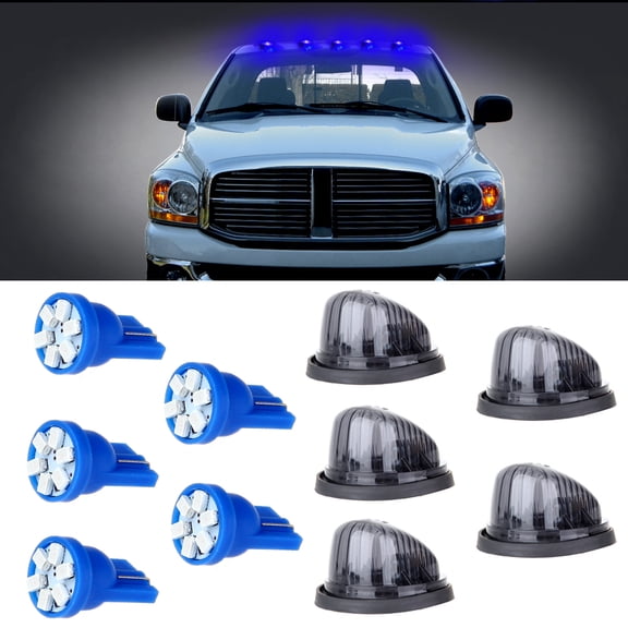 ECCPP 5 Pack Roof TOP Cab Marker Light Round-Shape Smoke Lens   Red 3020 SMD 194 168 LED Bulb W/Base For Chevy Trucks