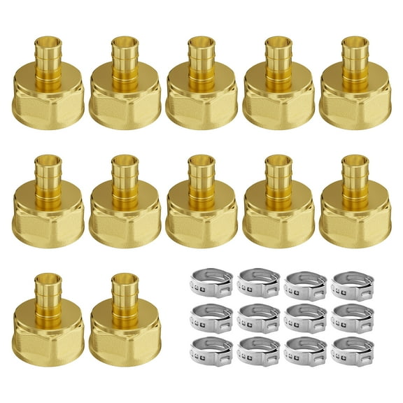 KFFKFF Pipe Accessories, 3/4" 12PCS Brass Pipe Accessories, Clamp-mode 3/4 NPT Pipe Link Brass Air Accessories, Robust Plumbing Accessories NPT Converter for Heating/Shower Infrastructure