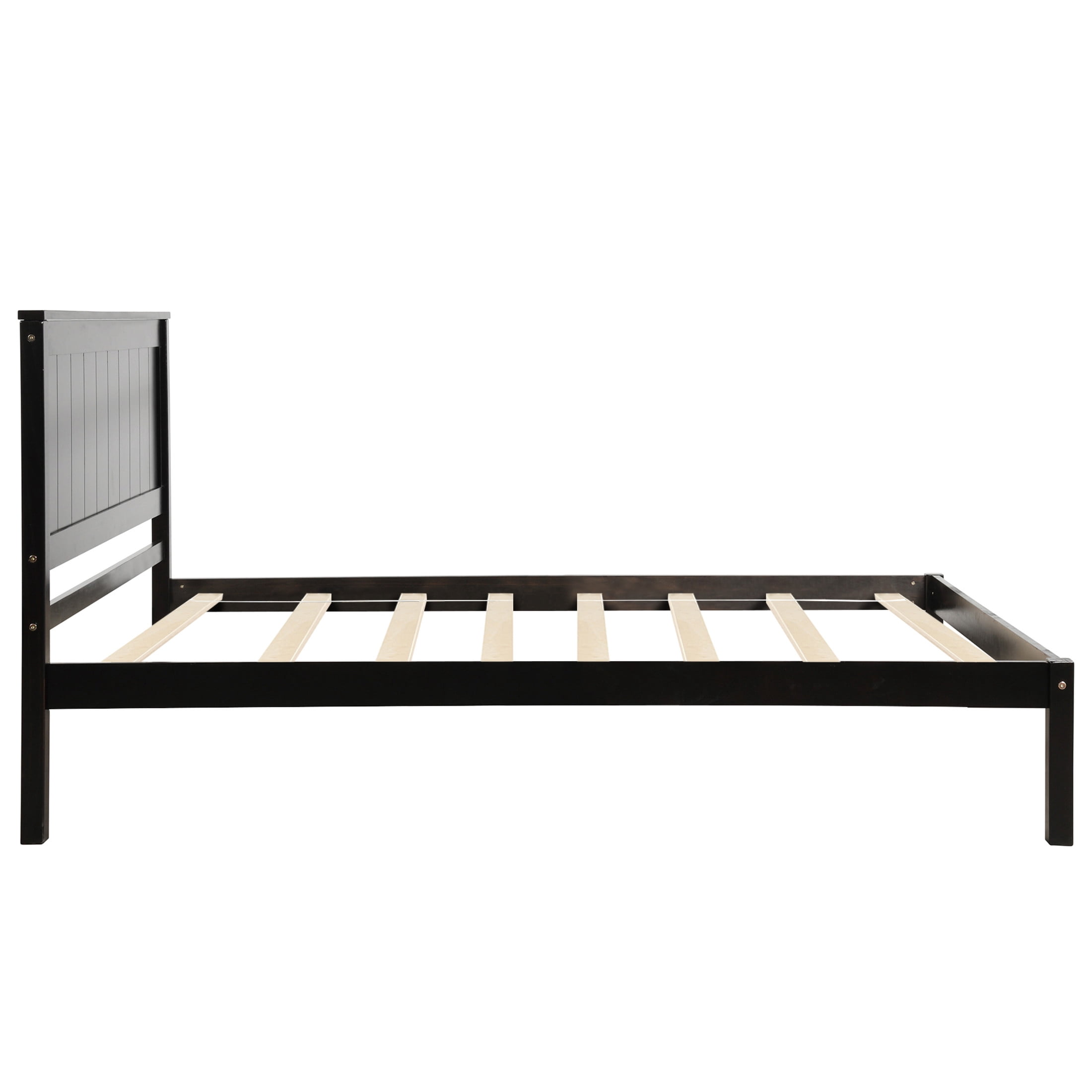 Noble House Sylvia Twin Platform Bed Frame with Headboard, Wood Slat Support, Modern Pine Wood Frame, Espresso