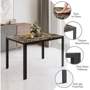 Aiho 6-Seater Modern Dining Table Set with PU Leather Chairs for Kitchen, Small Spaces, Marble