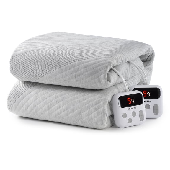 Queen Heated Mattress Pad with Dual Control – Soft Breathable Electric Bed Warmer, 10 Heat Settings, 10-Hour Auto Shut-Off, Deep Pocket & Overheat Protection – Grey
