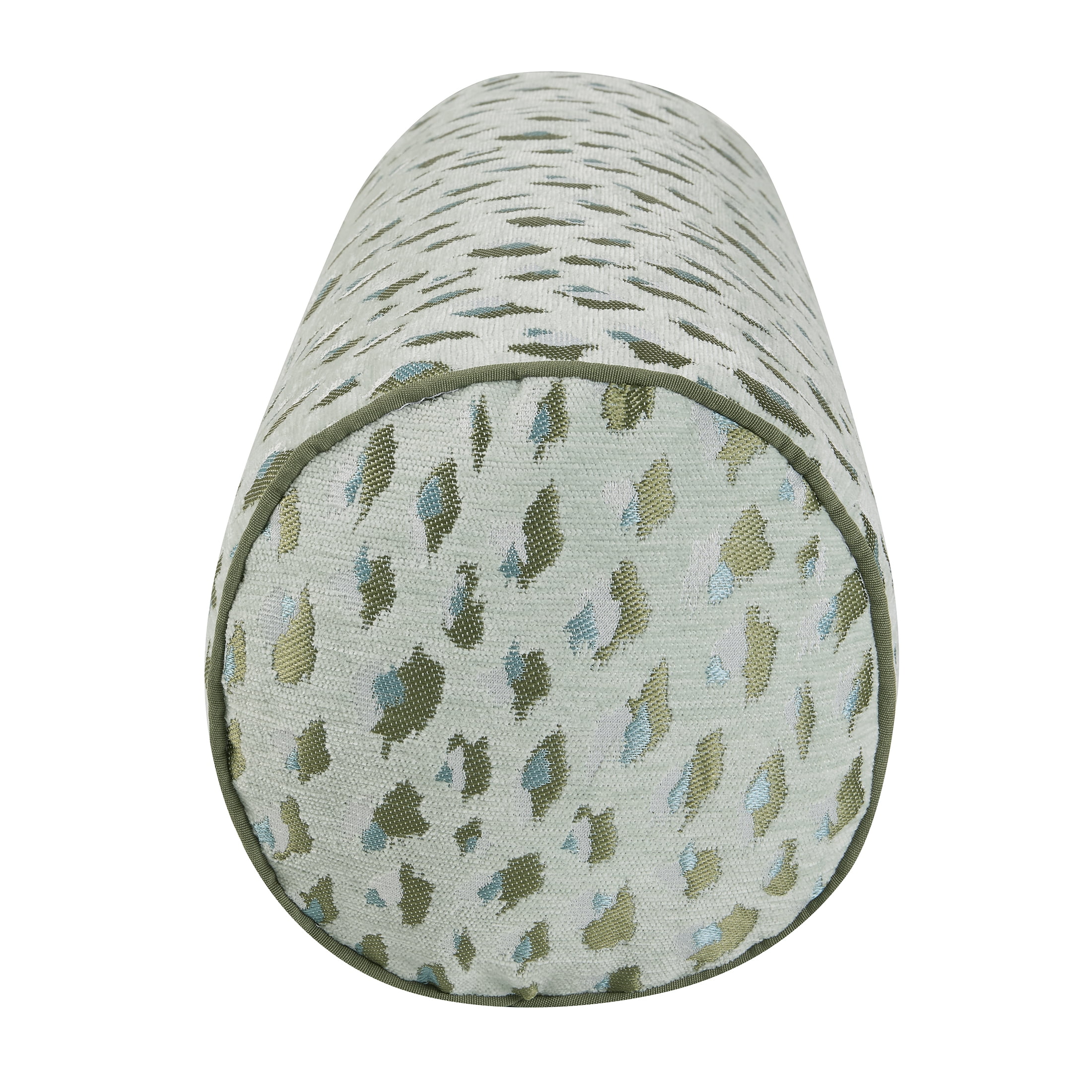 Home Decor Collection 8" x 20" Green Woven Leopard Bolster Decorative Pillow
