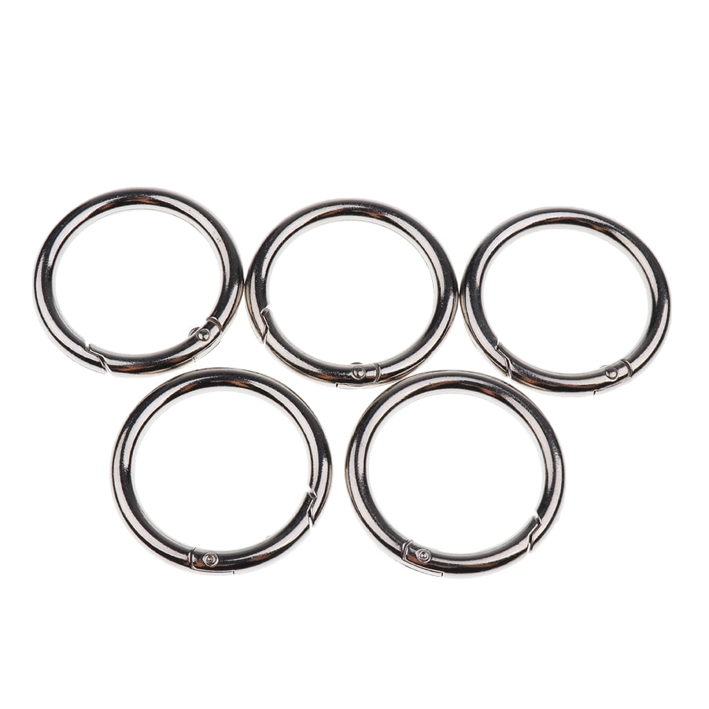 5x Round Push Gate Snap Open Hook Spring Ring Key Carabiner 15mm-49mm for 