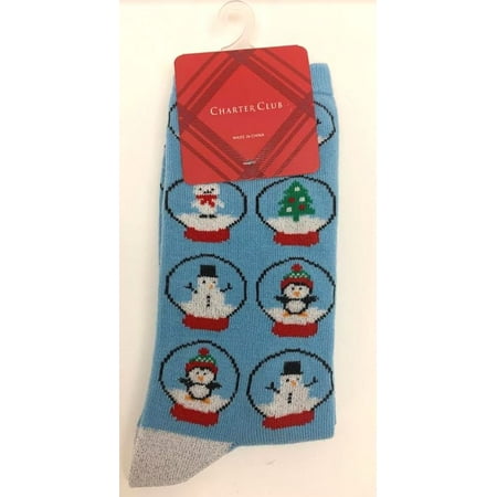

Charter Club Women s Snowman Holiday Socks Blue 9-11 - NEW