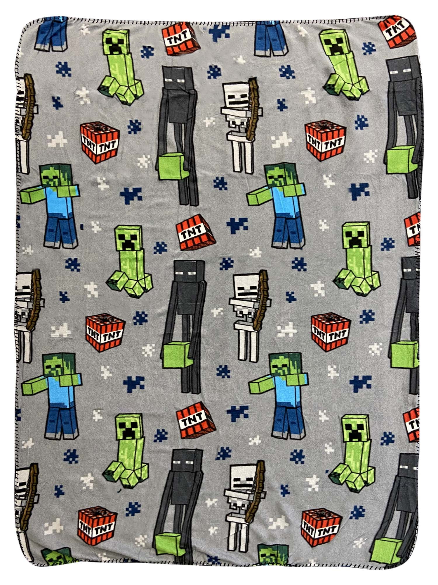 Kids Minecraft Fleece Throw Blanket 45' x 60' Creeper Enderman Zombie