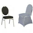 thumbnail image 4 of BalsaCircle Striped Spandex Stretchable Chair Cover Black White Stripes, 4 of 8