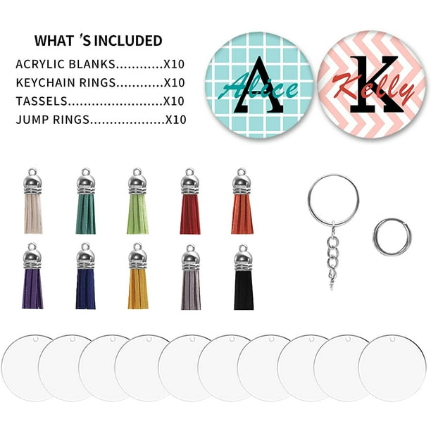 CPDD 40pcs pour accessoires Cricut, porte-clés vierges pour accessoires  Cricut Maker, Blancs de porte-clés en acrylique pour vinyle