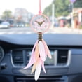 thumbnail image 4 of Adornos de coche, atrapasueños de alces, colgante de coche, adornos de vista trasera, accesorios de estilo interior de coche, decoración, colgante de coche, rosa JFHHH pequeña, 4 of 5