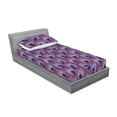 thumbnail image 2 of Peacock Feathers Fitted Sheet & Pillow Sham Set, Tropical Vibes Retro Wave Colors Fuzz Pattern on Purplish Back, Decorative Printed 2 Piece Bedding Decor, Twinxl, Pale Azure Blue Indigo, by Ambesonne, 2 of 2