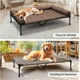 thumbnail image 5 of Cooling Elevated Dog Bed + Waterproof Removable Pillow-Top Mat, Bolster Dog Cot Bed, Raised Pet Cot with Breathable Mesh, No-Slip Feet, Dog Sofa Bed for Indoor& Outdoor, XXLarge, Brown, 5 of 14