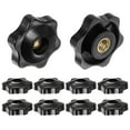 thumbnail image 1 of Uxcell 10 Piezas Perillas Estrella 1/4-20 Rosca Femenina Cabeza de 32mm Manijas de Sujeción Tuercas Negras, 1 of 5
