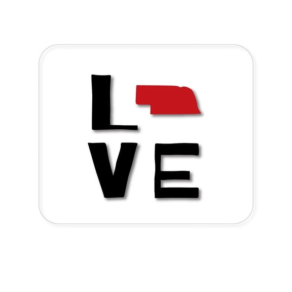 DistinctInk Mouse Pad - 1/4" Foam Rubber - Nebraska - Love Black & Red
