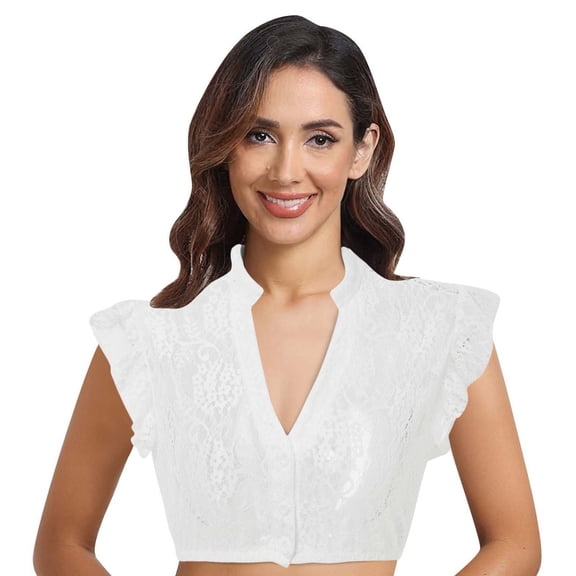 Womens Camisole Tops V Neck Elegant Short Sleeve Dirndl Costume Blouse Summer Tops for Women