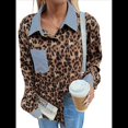 thumbnail image 3 of Blusas de Larga con Estampado de Leopardo A Rayas para Mujer, Camisas con Cuello Abotonado y Estampado de Guepardo. Estampado de Leopardo XL, 3 of 8