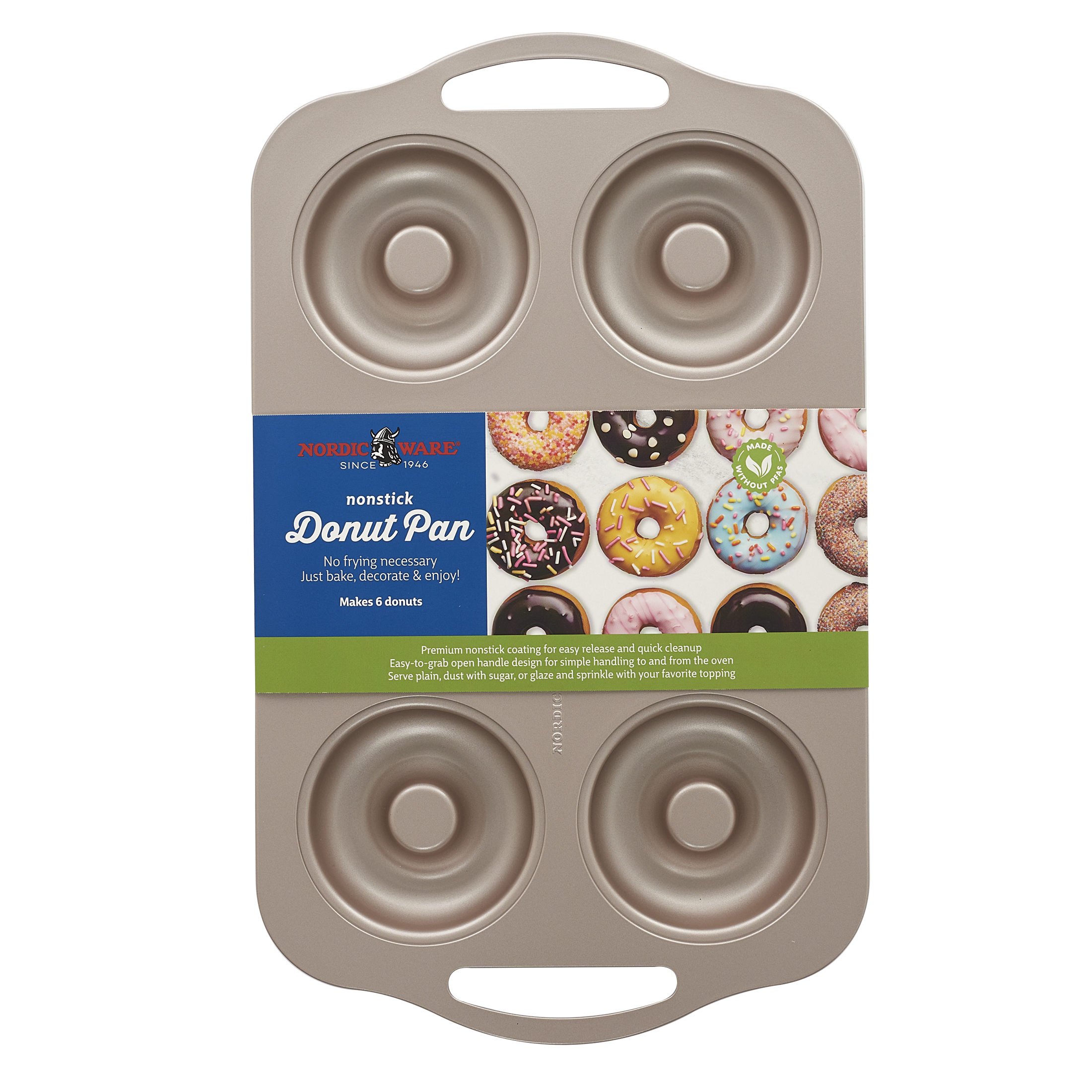 Nordic Ware 6-Cavity Nonstick Donut Pan, Gold photo 4