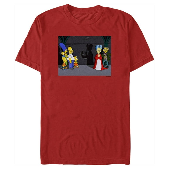 Men's The Simpsons Treehouse of Horror Mr. Burns Dracula Scene Graphic Tee Red 2X Large