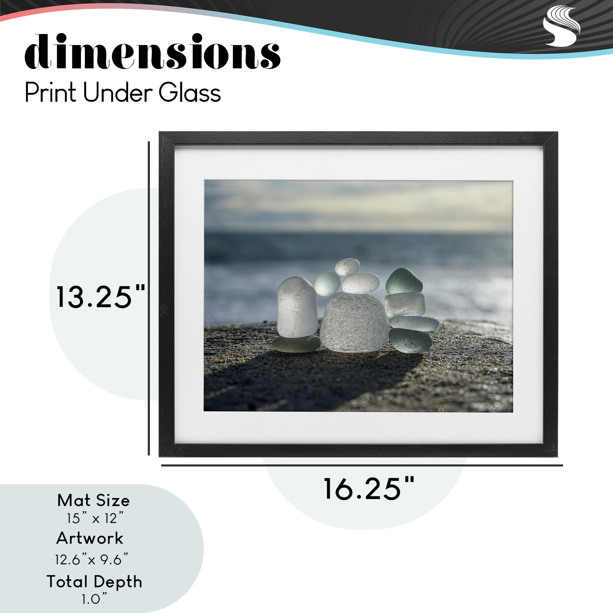Stupell Industries Balancing Sea Glass Pebbles Black Framed Print Under Glass, design by LMarie Allen
