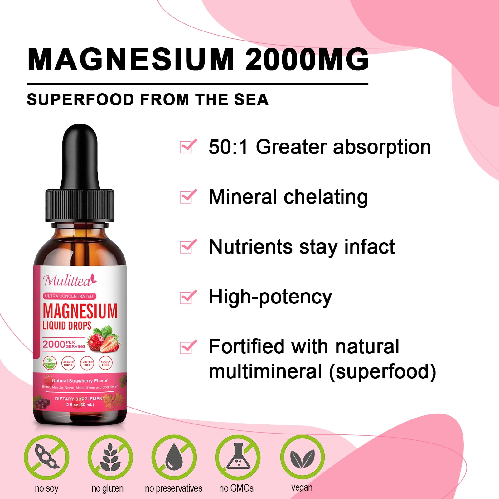 (2 Pack) Magnesium Glycinate Liquid Drop, for Relaxation, Muscle & Sleep Support, 4 fl oz