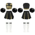 thumbnail image 2 of iiniim Kids Girls Cheer Leader Crop Top with Pleated Skirt Pom Pom Socks Party Dancewear White&Black A 8, 2 of 7