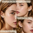 thumbnail image 6 of AMASIS 316L Stainless Steel 20G Flat Back Stud Earrings, 7 Pairs CZ Screw Back Set, 2–8mm, for Adults, 6 of 7