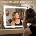 thumbnail image 3 of FENNIO Vanity Mirror with Lights 22"x19", LED Lighted Makeup Mirror, Large Makeup Mirror with Lights, Touch Screen with 3-Color Lighting, 5X Magnification, Dimmable, for Vanity Desk Tabletop, Bedroom, 3 of 7
